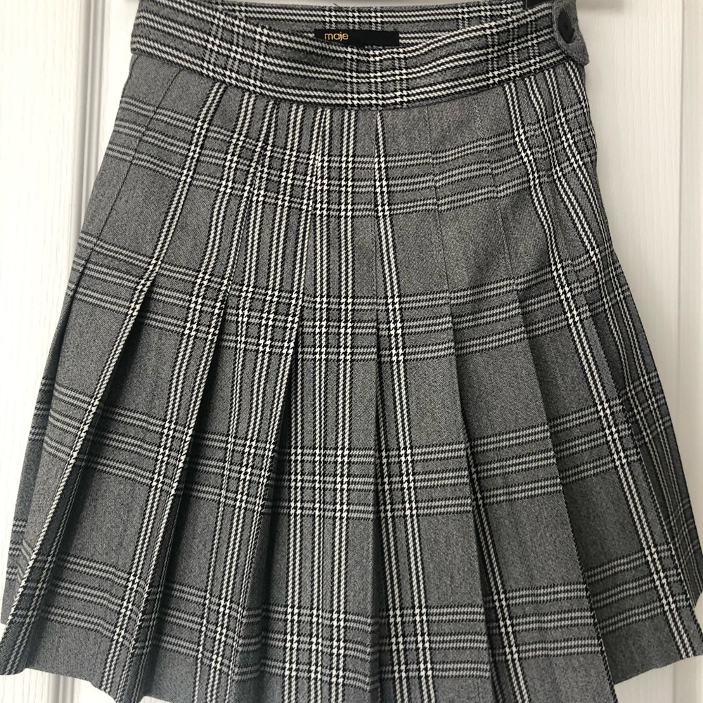 Maje Pleated Gingham Skort - Picture 2 of 7